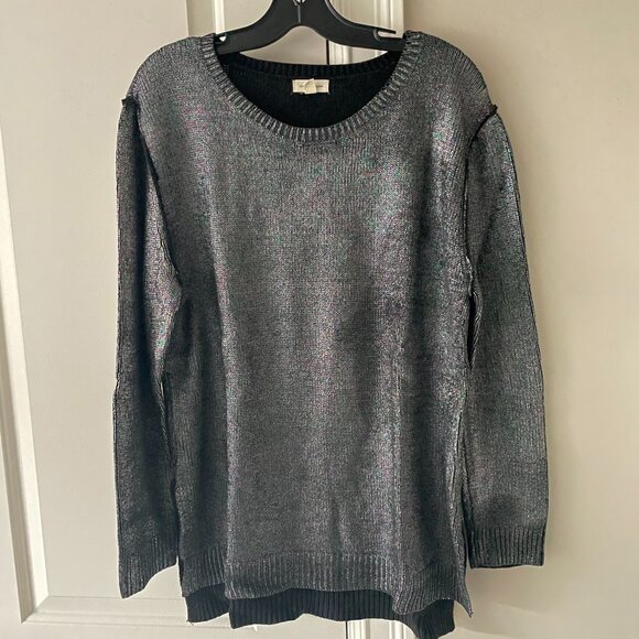 silence + noise gorgeous metallic oil spill sweater rainbow metallic size M - Picture 1 of 10
